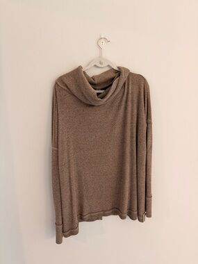 vestique Taupe Ribbed Cowl Neck Sweater